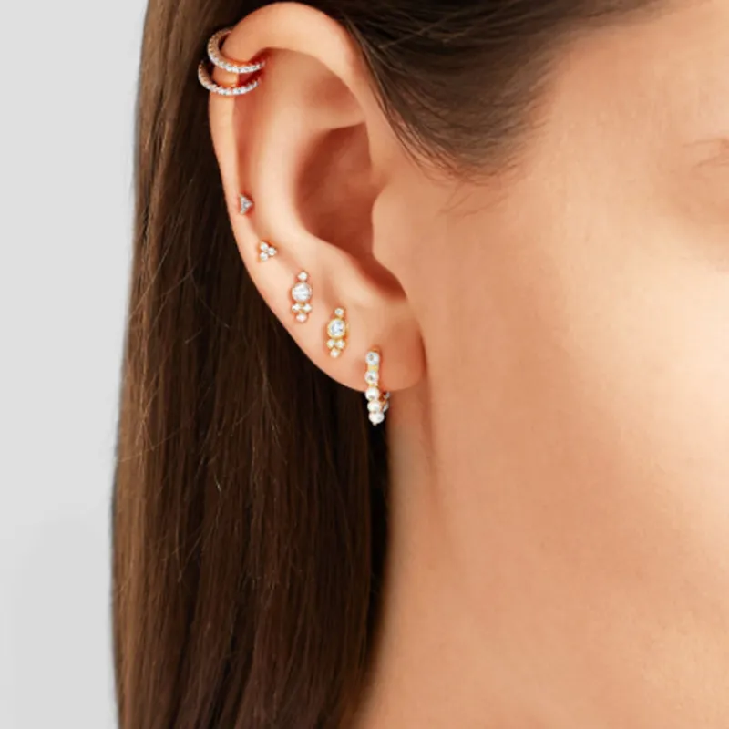 2018 nouveau design de mode minuscule mignon cz cadeau 925 argent sterling minimal minimaliste belle la deuxième oreille topper boucles d'oreilles