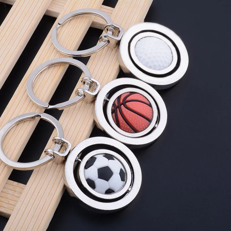 New World Cup Football Keychain Creative Rotating Soccer Basketball Golf Key Chain Pendant Gifts Party Favor WX9-289