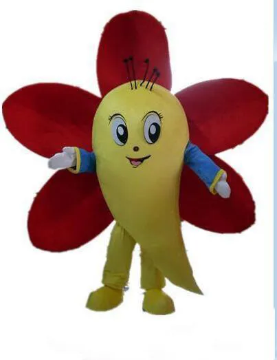 2018 Hot sale a big flower mascot costume with red petal for adult to wear