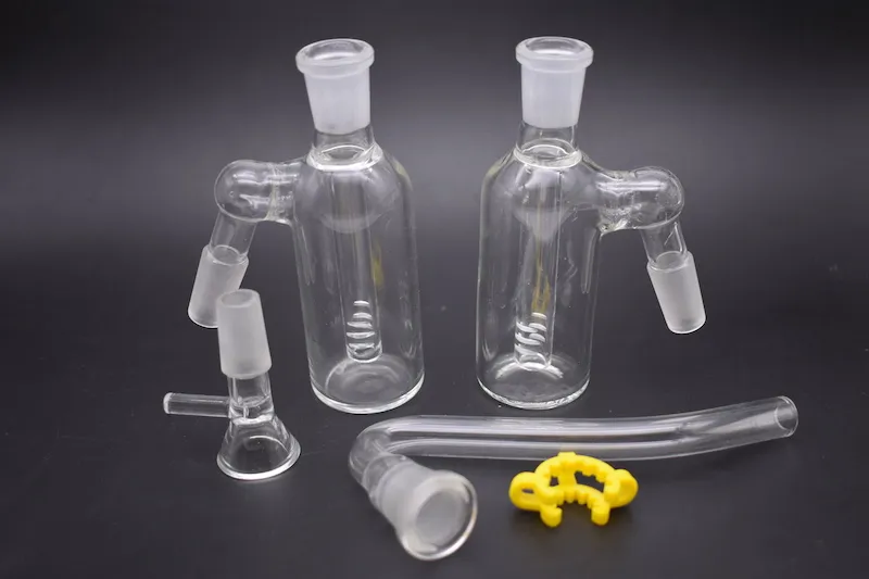 Hot Glass Ash Catchers 14mm 45 graden Kits met J-Hook Adapters 14mm Glaskommen Keck Clips Banden Ashcatcher Bongs Olieruigs Snelle verzending