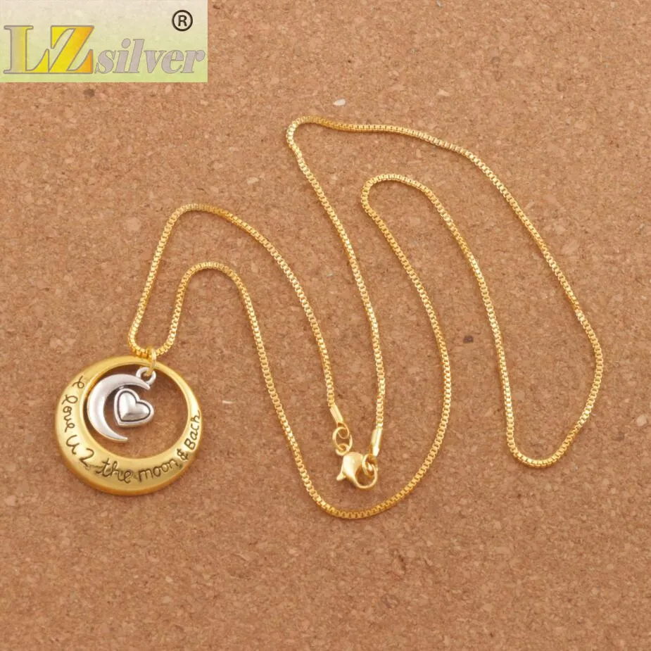 Collane con pendente 4Styles Hot Circle Moon Heart Ti amo fino alla luna e ritorno da 24 pollici