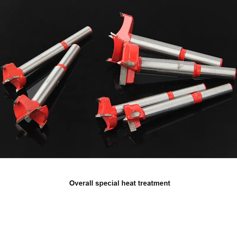 Red Woodworking Hole Saw Woodworking Flat Wing Drill Carbon Drill Bit Steel Woodworking Hole Saw Set Auger Opener Drilling Wood Round Shank