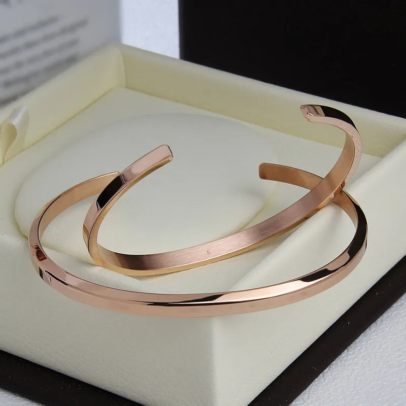 Love C Bracelets Cuff with Original box Rose Gold Silver Bangle All Stainless steel Bracelet Women and Mens bracelet Jewelry set304T