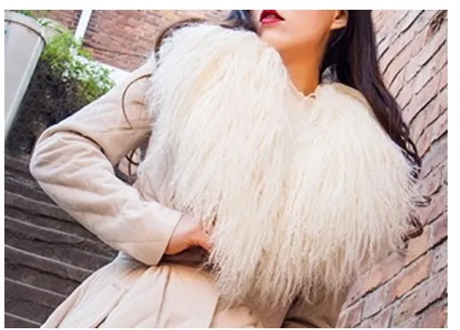 Ny design mode kvinnors vinter varm verklig naturlig mongolisk får päls krage sammet bomull-vadderad maxi lång parka smal midja kappa smlxlxxl