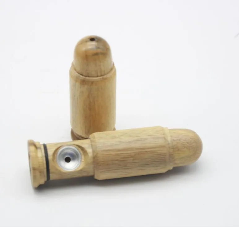 new product bullet shaped shape solid wood pipe can shrink easily portable cigarette smoking set.