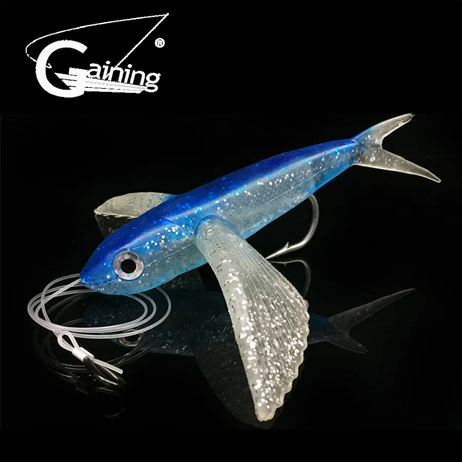 Seawater Fishing Bait Flying Fish Lure Boat Trolling Tuna Mackerel Soft  Baits