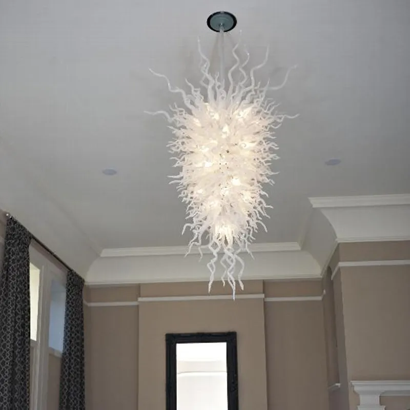 Crystal kroonluchters lamp voor hotel en restaurants pure witte stijl murano handgeblazen glas kroonluchter licht