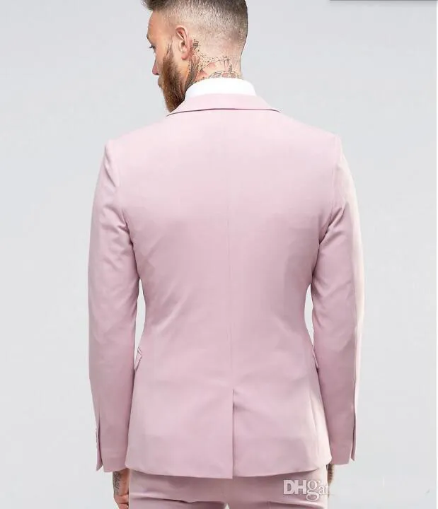新しい到着ライトピンクの男性スーツスリムパーティードレスグルームマンマンタキシードビーチウェディングヤングメンズデイリーワークウェアジャケットパンツタイ1316D