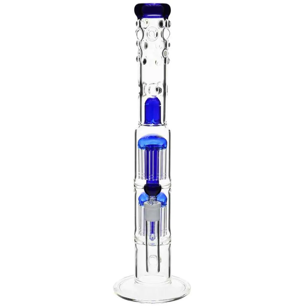 Hopah Glass Bongs "bortskämda Speranza" Double 8 Arm Tree Percolator Splash Guard Water Bong Cirka 19 tum