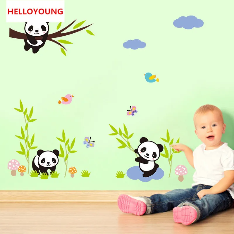 DIY Home Dekoracyjne Bamboo Panda Naklejki ścienne Winylowe Pokoje Dla Dzieci Wodoodporne Tapety Mural All-Match Style