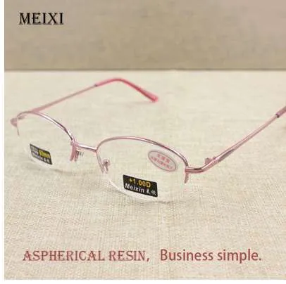 Women's Half Alloy Frame Glass Lenses Reading Glasses Femal Eyewear +1.0 1.5 2.0 2.5 3.0 3.5 4.0