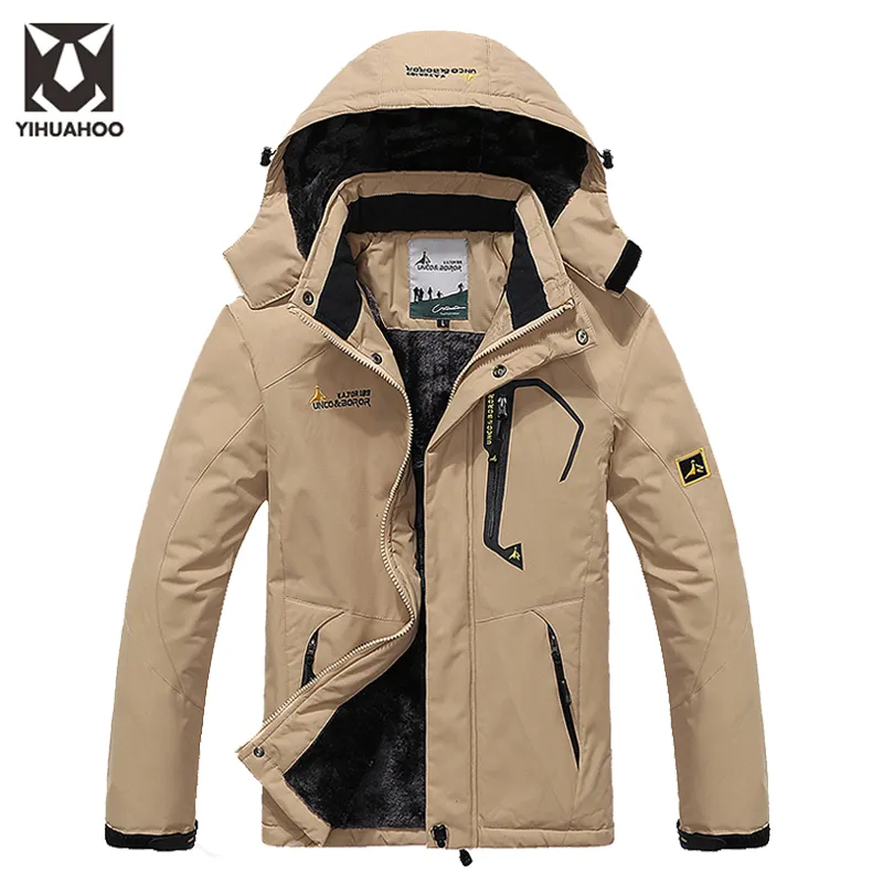 Wholesale-Plus Size 5xl 6xl冬のジャケット男性暖かいパーカーカジュアルメンズウインドブレーカー防水スノージャケットフリースベルベットフード付きコートCF022
