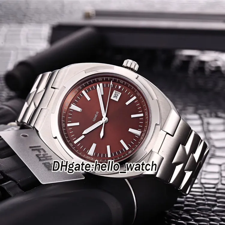 42mm Overseas Date 4500V/110A-B146 Japan Miyota Automatic Mens Watch Brown Dial Silver Case SS Steel Band Sports Watches Sapphire Hello_Watch