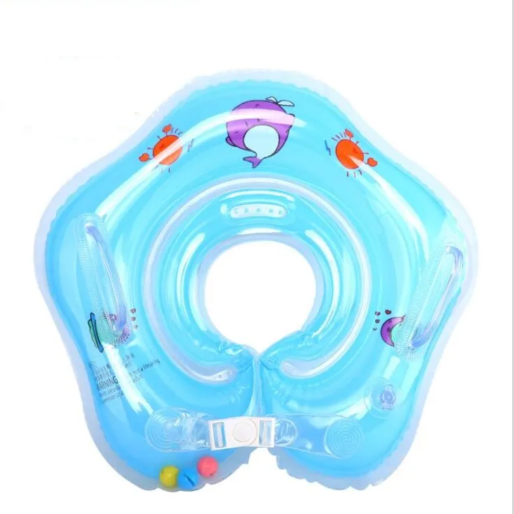 Baby zwemmen nek float opblaasbare ring buis verstelbare veiligheidshulps pasgeboren baby's baby zwemmen bad matras speelgoed ringen met klokken