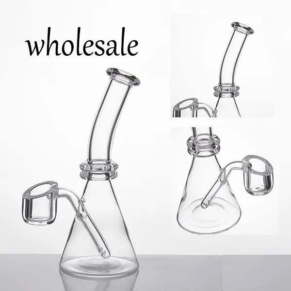 Rökning Tillbehör 4mm Quartz Banger Bägare 5 inches Bongs Flat Bowl Banger Nails Mini Bong Dab Rig DHL Wholesale SKGA343-Q