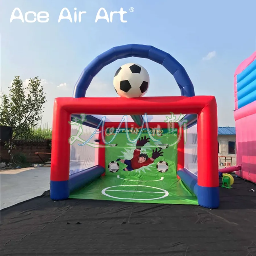 Wholesale Oxford Cloth or PVC Material Target Inflatable Football Goal with Green Background for Carnival and Outdoor Game on Sale