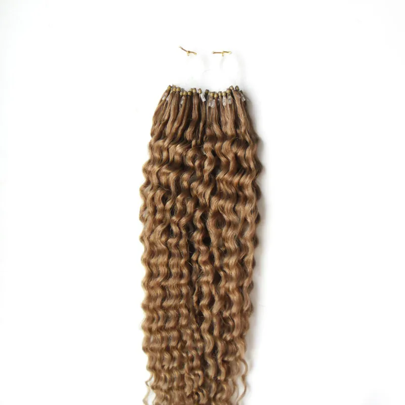 Light Brown Micro Loop Remy Hair Extensions 100gpcs micro loop 1g curly micro bead hair extensions9872602