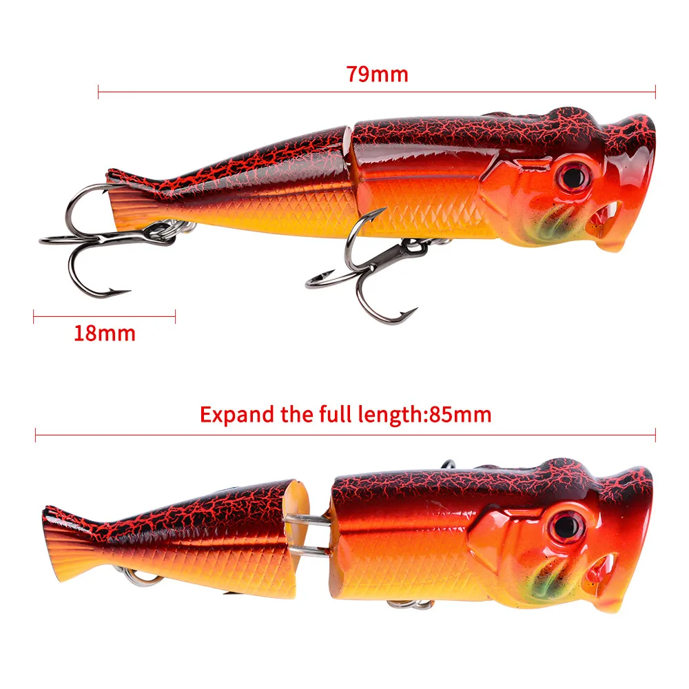 Topwater Swimming Popper Fishing Crankbaits Freshwater Lure 8cm 11.5g 2  Segments Body Realistic Fish Laser Lures Hooks From Rjhandsome, $74.57