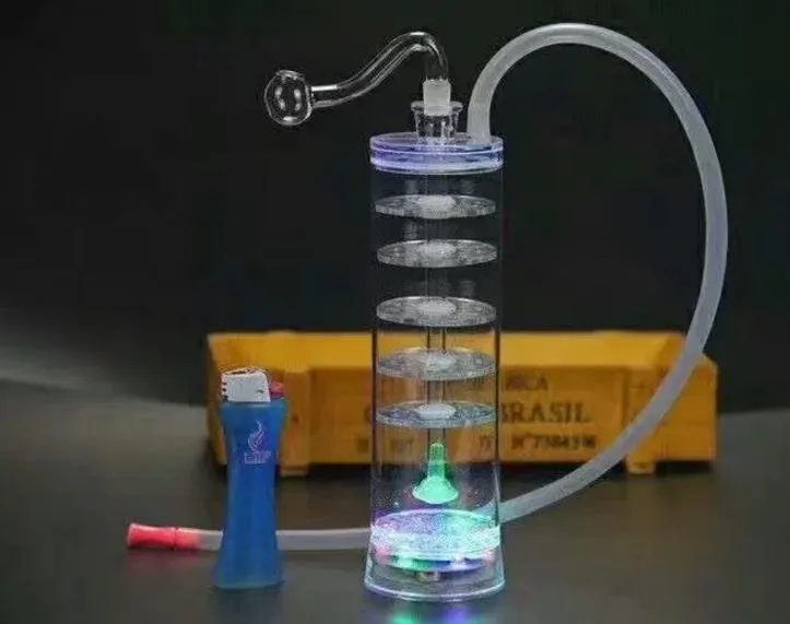 Narghilè acrilico multi-filtro Bong in vetro all'ingrosso Bruciatore a nafta Rigs pipa ad acqua in vetro Fumo