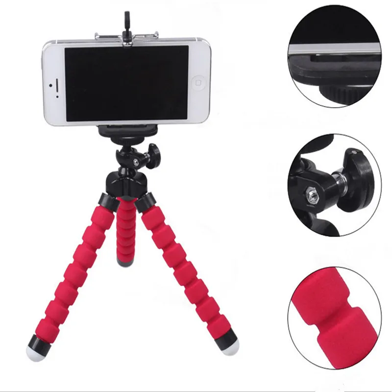 Mini Flexibel kamera telefonhållare Flexibel bläckfisk Stativhållare Stativhållare Monopod för iPhone 6 7 8 Plus Smartphone