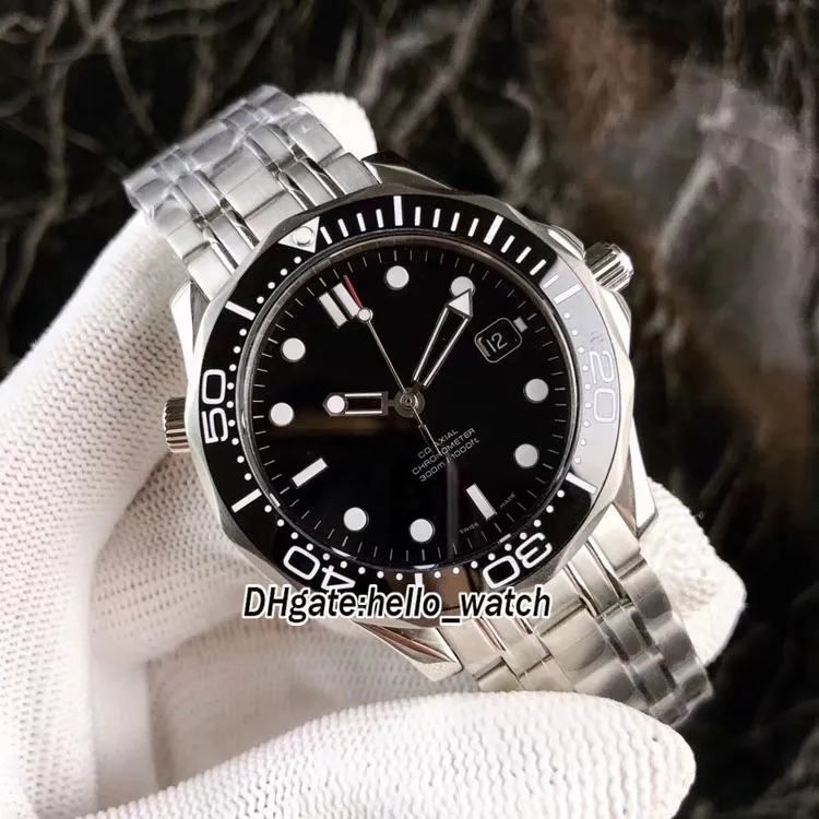 Best Edition 300m Diver 212.30.41.20.01.003 ETA2824 Automatic 007 Black Dial Mens Watch Ceramics Bezel Steel SS Band Sapphire Gents Watches