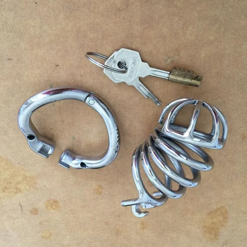 Chastity Devices 4sizes snap ring can be opened 75mm male stainless steel cage