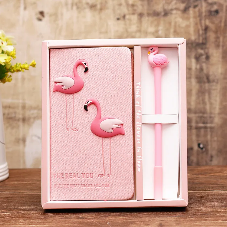 Pink Unicorn Flamingo Cactus Notebook Box Set Diary With Gel Pen Stationery School Supplies Gift for Girls Kids Studenter WJ0163028