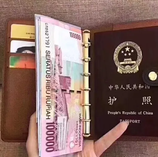 ID card holder Meeting record book best gift with box branded brown flower genuine leather hot sale passport case short notebooks Wallet