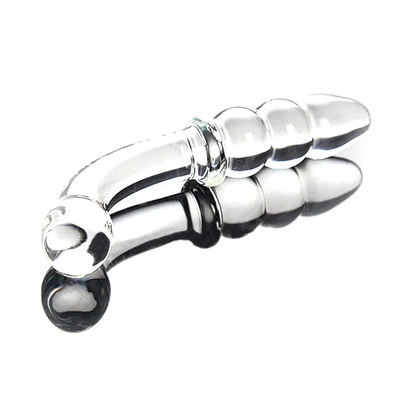Pyrex Glass Sex Toys Pene artificial Dick Crystal Anal Bead Butt Plug Masaje de próstata Masturbate1368625