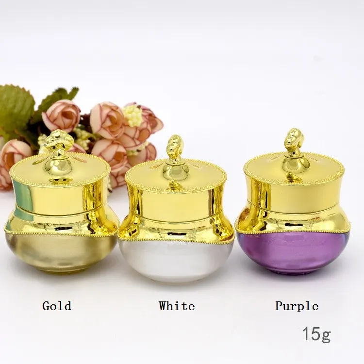 5/10/15g Crown Shape Plastic Refillable Bottles Empty Pot Bottles Makeup Jar Travel Face Cream Lotion Cosmetic Container Hot Sale