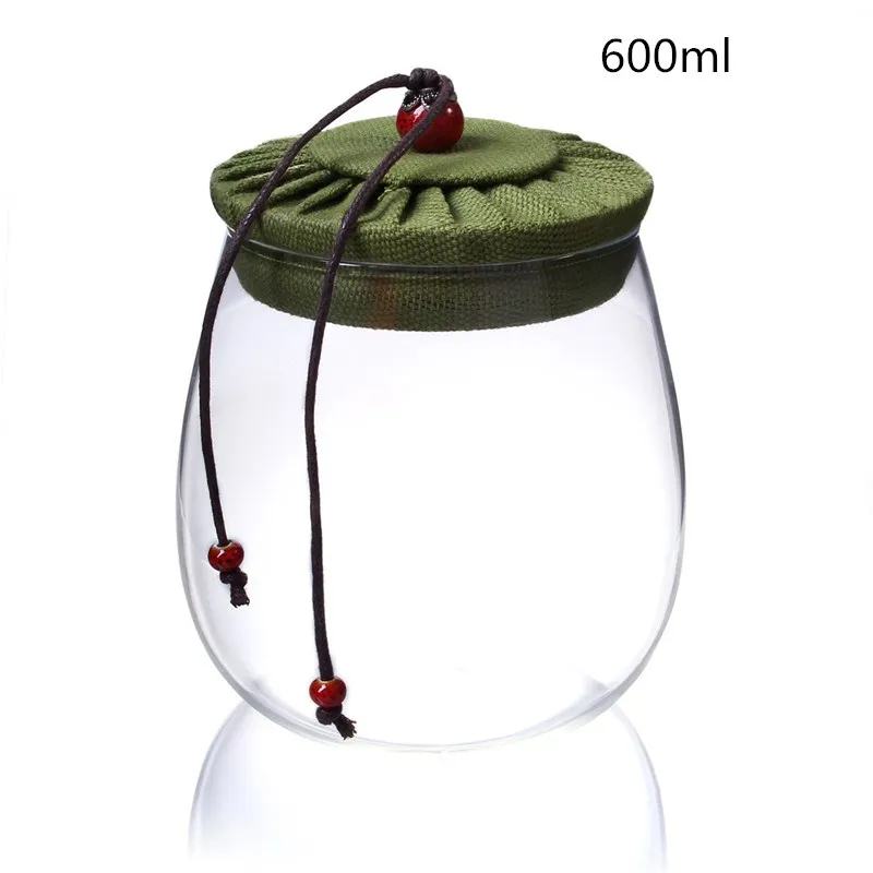 600ml Storage Jar Flower Tea Glass Jar Coffee Bean Kitchen Food Container with Lid for Snacks