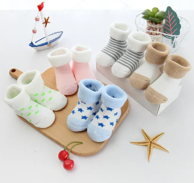 детские носки новорожденных зима хлопок утолщение унисекс Короткие носки 0-6 месяцев младенческой девочка и мальчик носки