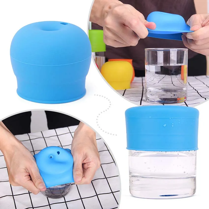 Tapas Sippy de pajita de silicona suave de grado libre de BPA para taza de bebé, taza de leche, cubierta de taza de silicona con agujero de pajita a prueba de fugas
