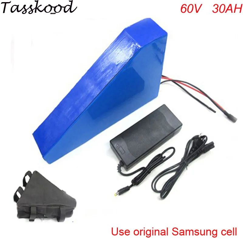 Kullanım Samsung Cell ile Hızlı teslimat üçgen tarzı lityum pil 60V 30ah elektrikli bisiklet pil 60V 30ah lityum iyon pil