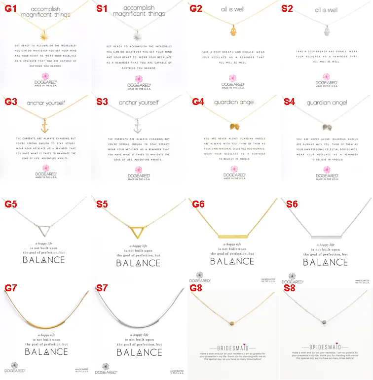 Dogeared Fashion choker Necklaces With White card Gold Silver Plated Pendant Necklace 49 Designs in Silver Gold