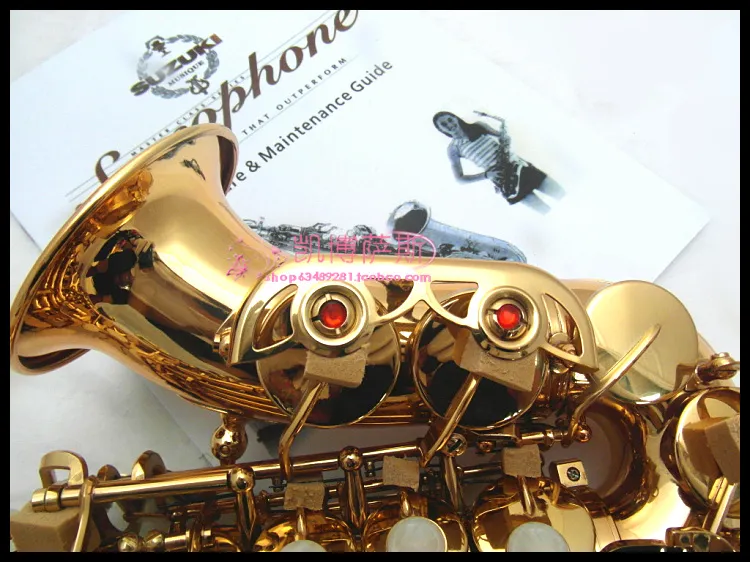 Suzuki Musical Instruments Sopran BB Tune Saxophon Hochwertiges B-Perlenknöpfe Messing vergoldetes Saxophon mit Koffer und Zubehör