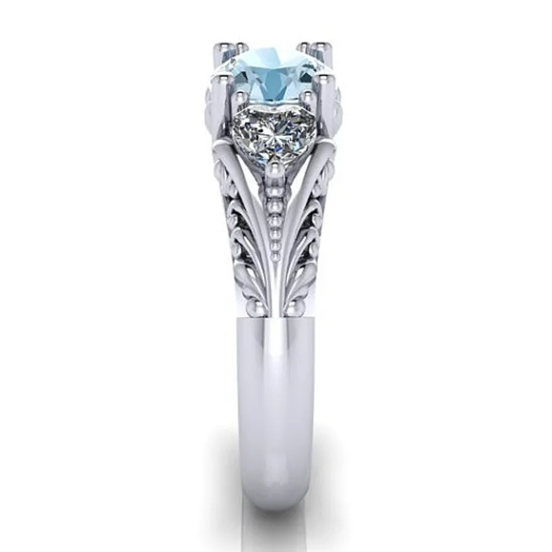 Anello con cristalli austriaci Anello color argento Fiore di cristallo blu Bague Anelli di fidanzamento Anel Anelli donna Fede nuziale 080296