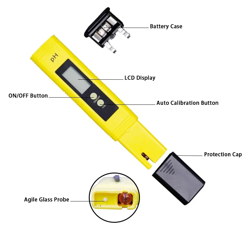 PH mètre Test précision 0.01 Aquarium eau de piscine urine calibrage automatique écran LCD numérique filtre température bâton pureté stylo