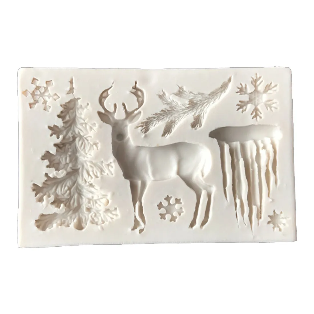 Corado Útil Árvore de Natal Elk Snowflake Silicone Molde Chocolate Jelly Cozimento Molde Açúcar Ferramentas Fondant Bolo Decoração