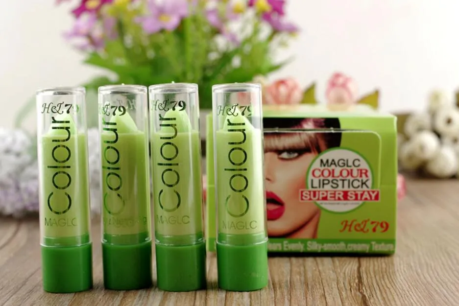 Hot Sale Women Cosmetic Makeup Magic Fruity Smell Moisturizing Waterproof Lip Balm Color Green Color Changing Lipstick