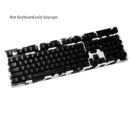 ABS Top-Drukowane Black White Double Shot 104 Shine przez Przezroczyste backlit BlueCaps Profile OEM dla MX Mechanical Keyboard