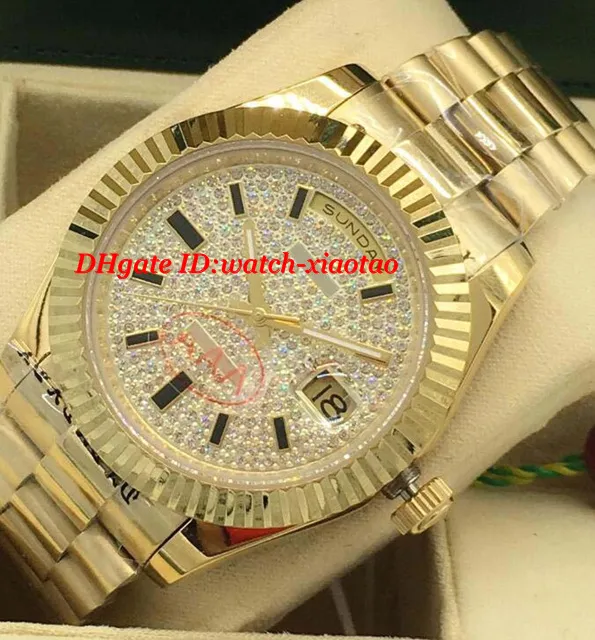 Orologi di lusso 2 stile oro giallo 18 carati quadrante con diamanti 41 mm lunetta scanalata orologio da polso automatico da uomo di moda