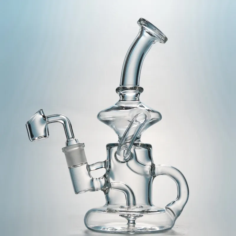 Klein Tornado Perkolator Glasbong Wasserpfeifen 8-Zoll-Recycler-Wasserpfeifen 14-mm-Innengewinde Öl-Dab-Rigs mit Quarz-Banger oder Schüssel HR024