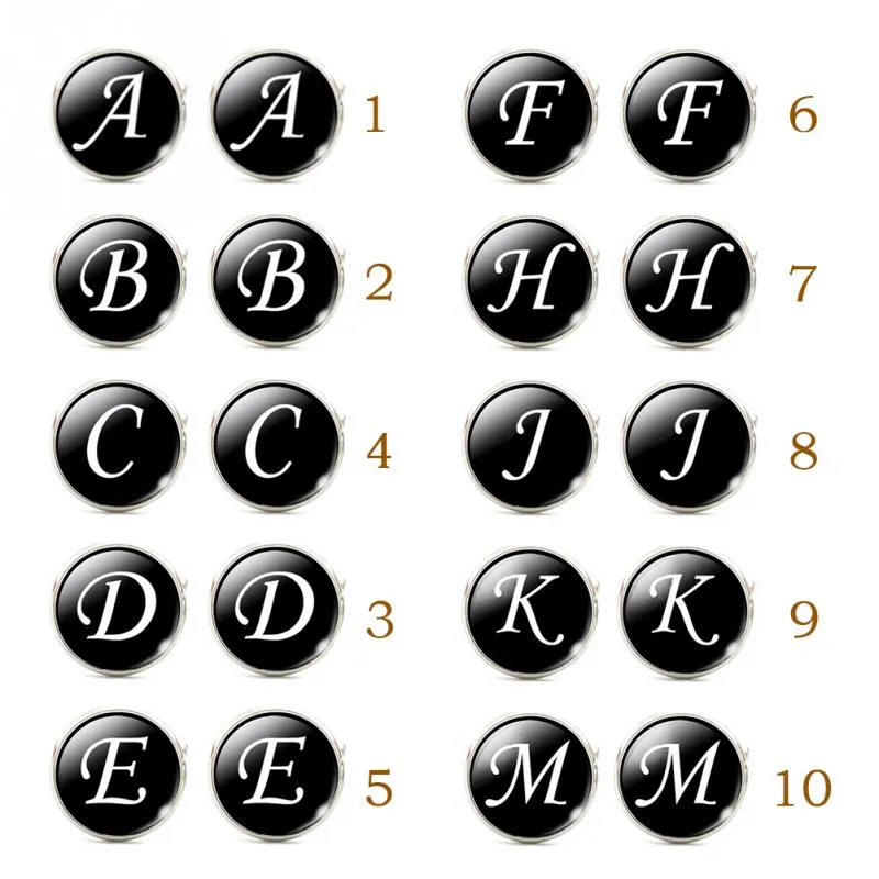 Business White on Black Letters Men Suits Shirt Cuff Links Silver Plated Glass Cabochon Wedding Cuff Accessories9225007