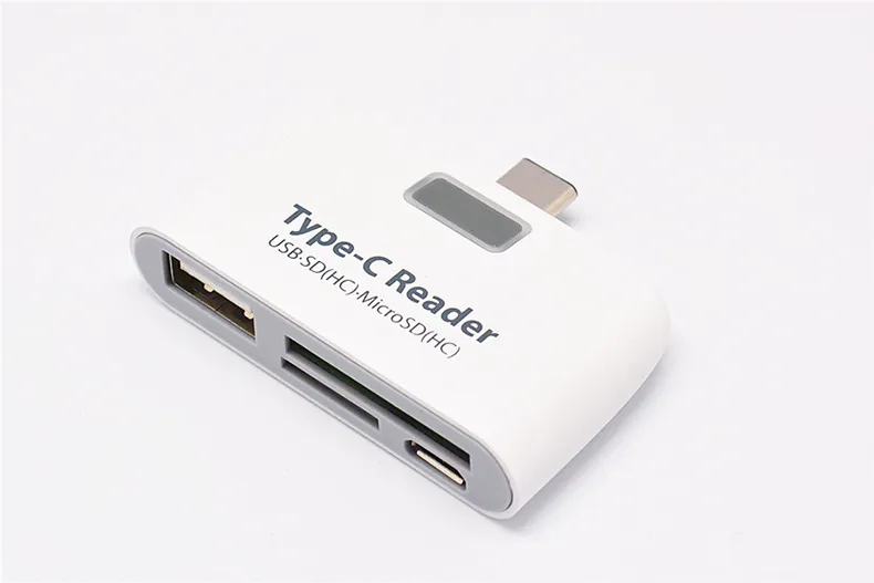 4 IN1 USB 3.1タイプC USB-C TF SDマイクロSD OTGカードリーダーKartenleserホワイトブラックMacBookタブレット