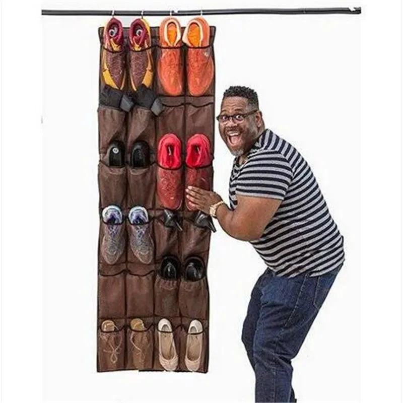 Free shipping Wholesales Large Pocket Shoe Organizer Over Door Shoe Rack Sneaker Rack for Door Storage Holders & Racks