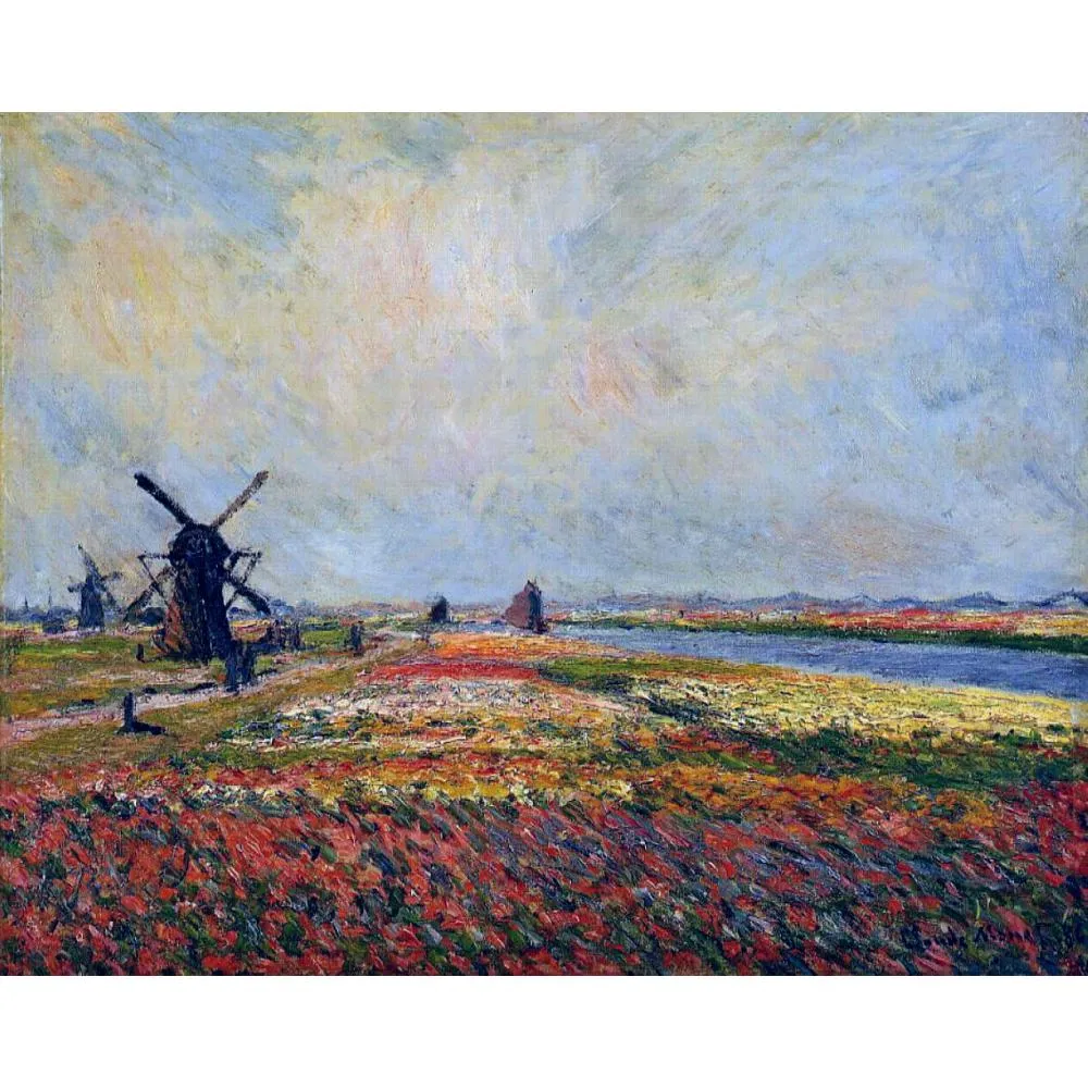 Art moderne Champs de fleurs et moulins à vent près de Leiden Claude Monet peinture à l'huile sur toile décor peint à la main décoration murale