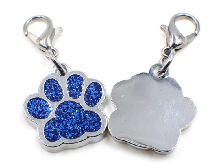 50 stks / partij Bling Dog Bear Paw Footprint met Lobster Clasp DIY Hang Hanger Charms Fit voor Sleutelhangers Ketting Bag Maken