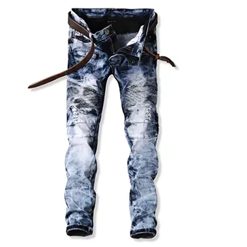 2018 Nouveau Trou Faux Zipper Patchwork Denim Pantalon Pour Hommes Biker Skinny Déchiré Bleu Jeans Style Européen Hommes Designer Jeans Pantalon