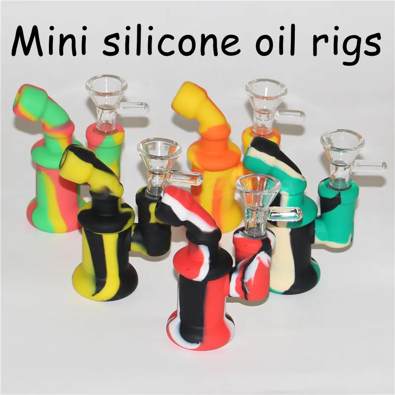 Mini-Silikon-Ölplattformen Glasbong-Zubehör Silikon-Mundstücke Düsenrohr Passende Ölplattformen Heady Bubbler Wasserbong mit Glasschüssel DHL